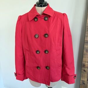 Tommy Hilfiger Red Double Breasted Short‎ Trench Jacket Women's Size Medium